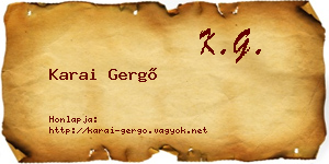 Karai Gergő névjegykártya